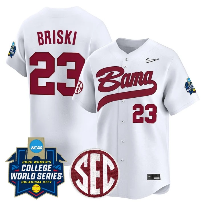 Men's Size - Alabama Softball 2026 World Series (WCWS) Vapor Premier Limited Jersey WHITE #23 JOCELYN BRISKI