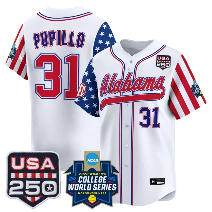 Men's Size - Alabama Softball America 250 Edition Vapor Premier Limited Jersey #31 ALEXIS PUPILLO
