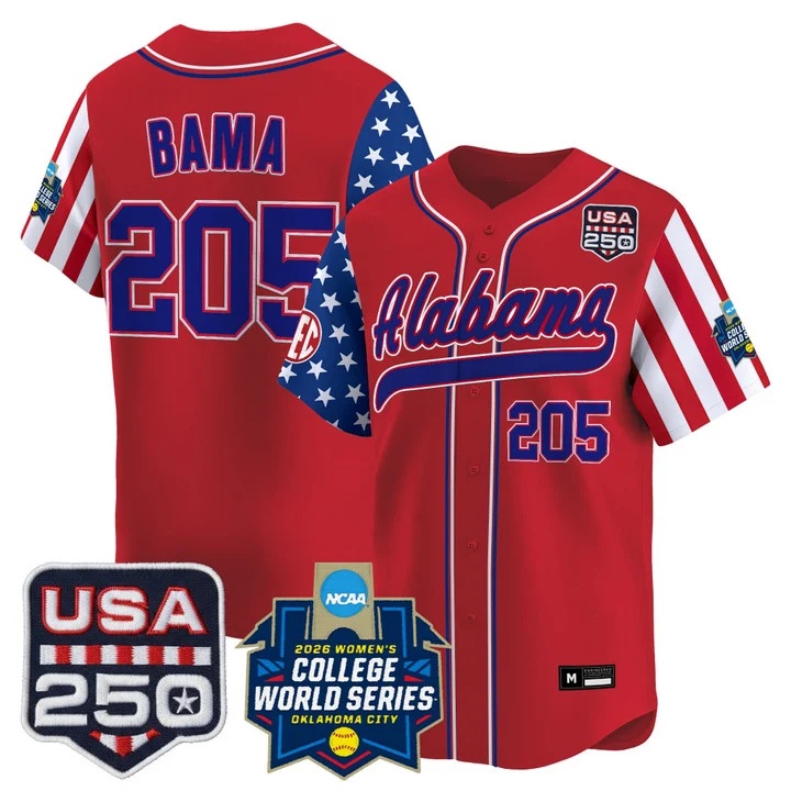 Men's Size - Alabama Softball America 250 Edition Vapor Premier Limited Jersey RED #205 BAMA