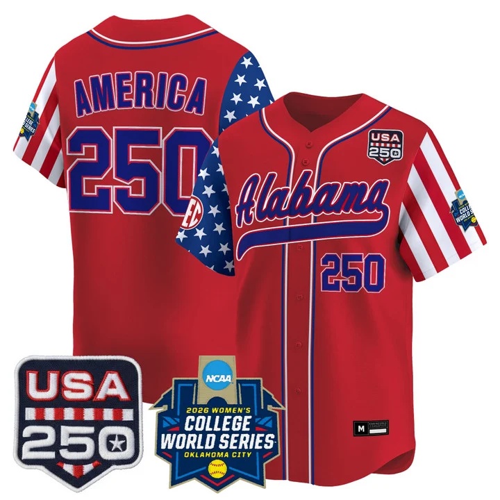 Men's Size - Alabama Softball America 250 Edition Vapor Premier Limited Jersey RED #250 AMERICA