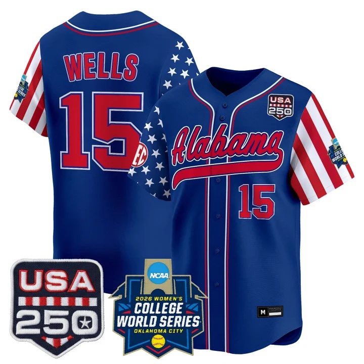 Men's Size - Alabama Softball America 250 Edition Vapor Premier Limited Jersey ROYAL #15 BROOKE WELLS
