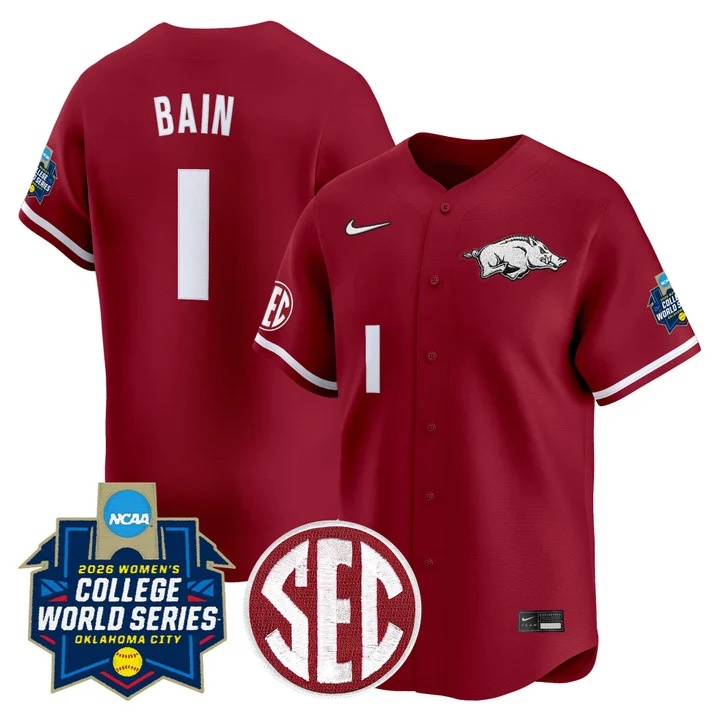 Men's Size - Arkansas Softball 2026 World Series (WCWS) Vapor Premier Limited Jersey #1 BRINLI BAIN