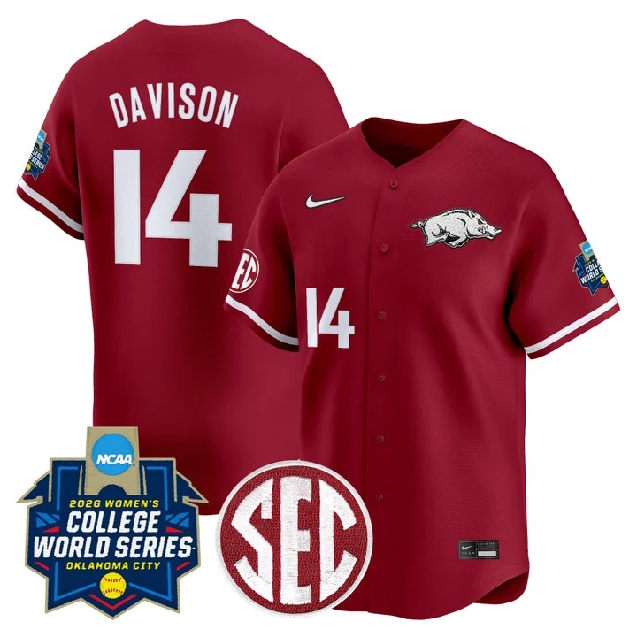 Men's Size - Arkansas Softball 2026 World Series (WCWS) Vapor Premier Limited Jersey #14 KARLIE DAVISON