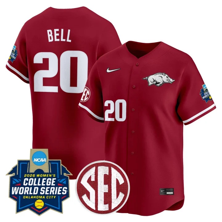 Men's Size - Arkansas Softball 2026 World Series (WCWS) Vapor Premier Limited Jersey #20 TIANNA BELL