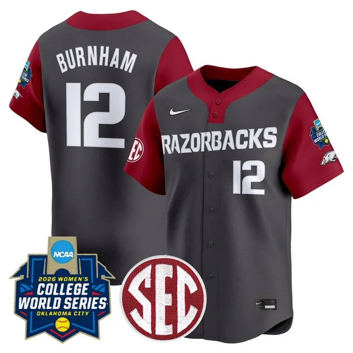 Men's Size - Arkansas Softball 2026 World Series (WCWS) Vapor Premier Limited Jersey gray #12 PAYTON BURNHAN