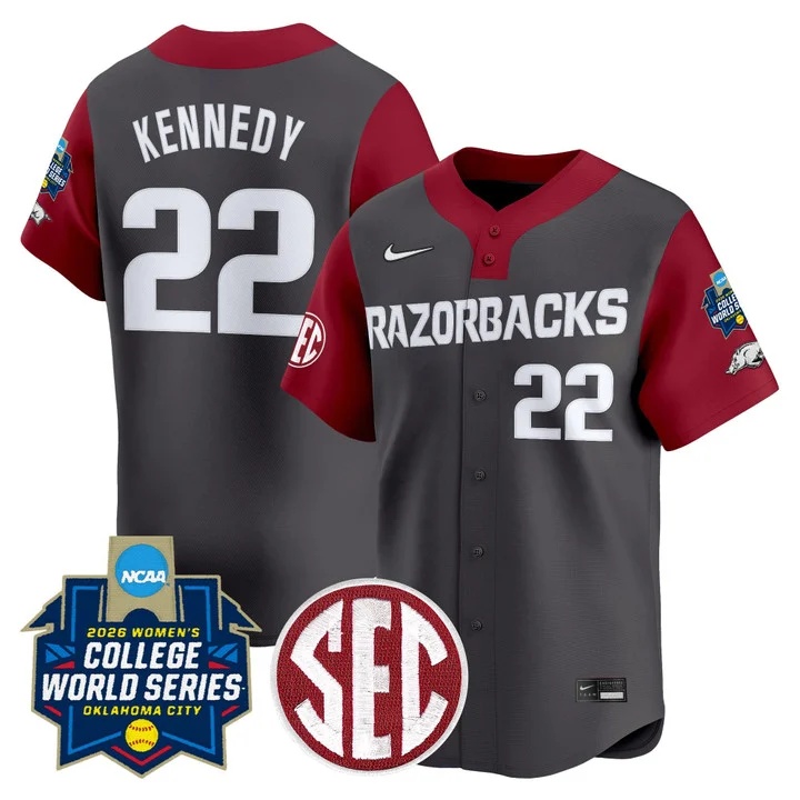 Men's Size - Arkansas Softball 2026 World Series (WCWS) Vapor Premier Limited Jersey gray #22 DAKOTA KENNEDY