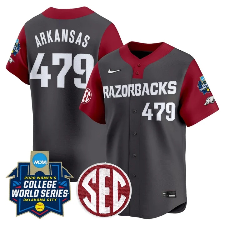 Men's Size - Arkansas Softball 2026 World Series (WCWS) Vapor Premier Limited Jersey gray #479 ARKANSAS
