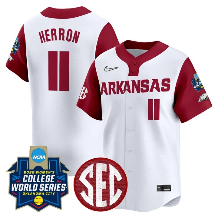 Men's Size - Arkansas Softball 2026 World Series (WCWS) Vapor Premier Limited Jersey white #11 ROBYN HERRON