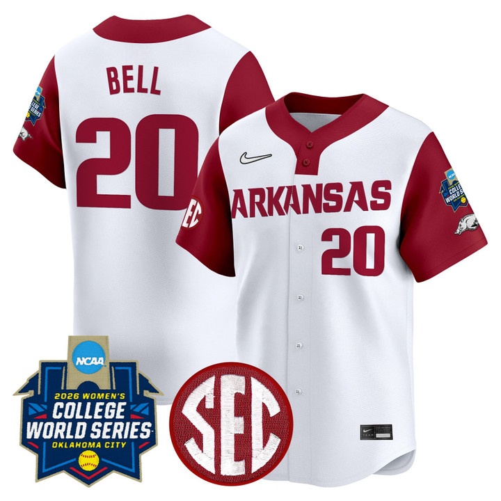 Men's Size - Arkansas Softball 2026 World Series (WCWS) Vapor Premier Limited Jersey white #20 TIANNA BELL