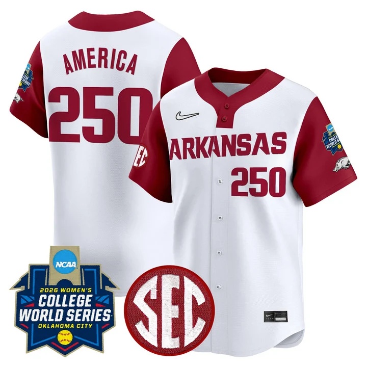 Men's Size - Arkansas Softball 2026 World Series (WCWS) Vapor Premier Limited Jersey white #250 AMERICA