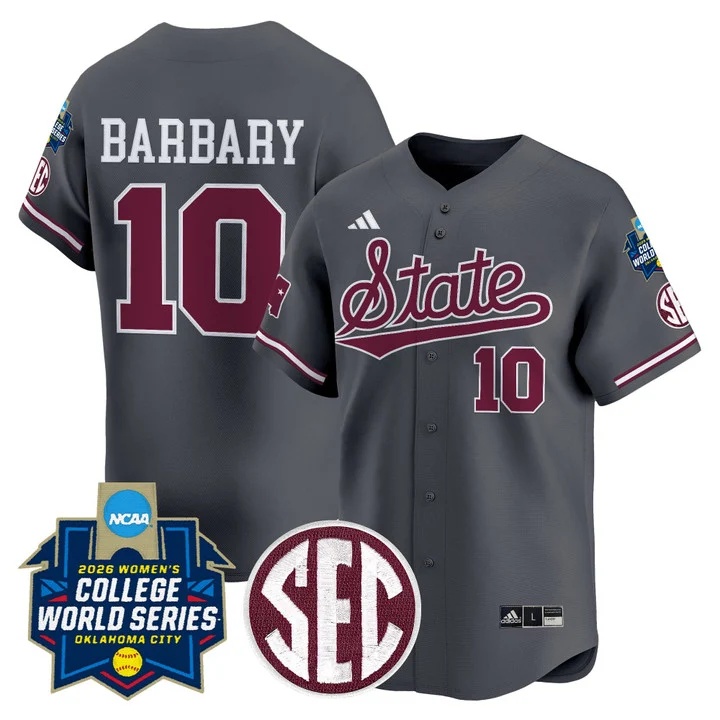 Men's Size - Mississippi State Softball 2026 World Series (WCWS) Vapor Premier Limited Jersey DARK GRAY#10 NADIA BARBARY