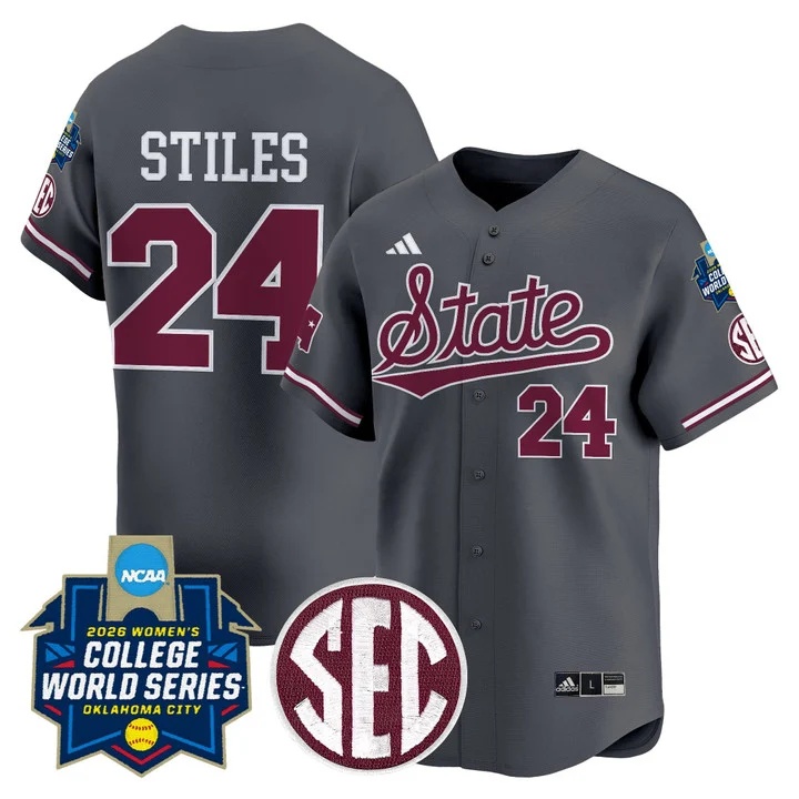 Men's Size - Mississippi State Softball 2026 World Series (WCWS) Vapor Premier Limited Jersey DARK GRAY#24 MORGAN STILES