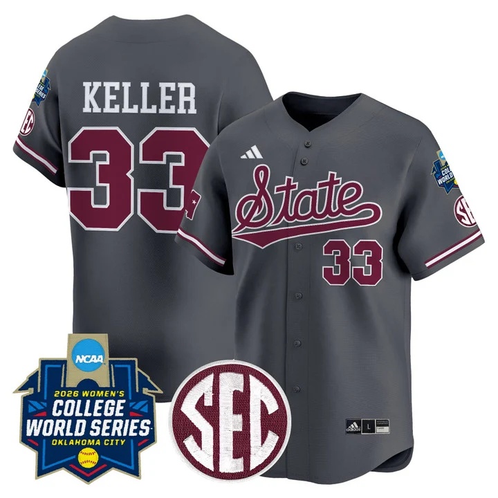 Men's Size - Mississippi State Softball 2026 World Series (WCWS) Vapor Premier Limited Jersey DARK GRAY#33 KINLEY KELLER