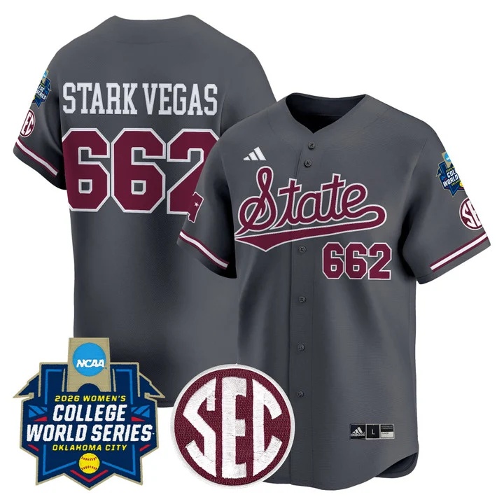 Men's Size - Mississippi State Softball 2026 World Series (WCWS) Vapor Premier Limited Jersey DARK GRAY#662 STARK VEGAS