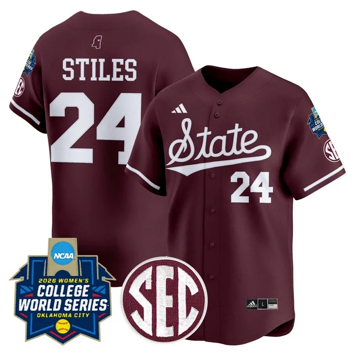 Men's Size - Mississippi State Softball 2026 World Series (WCWS) Vapor Premier Limited Jersey MAROON#24 MORGAN STILES