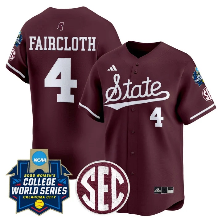 Men's Size - Mississippi State Softball 2026 World Series (WCWS) Vapor Premier Limited Jersey MAROON#4 ALYSSA FAIRCLOTH