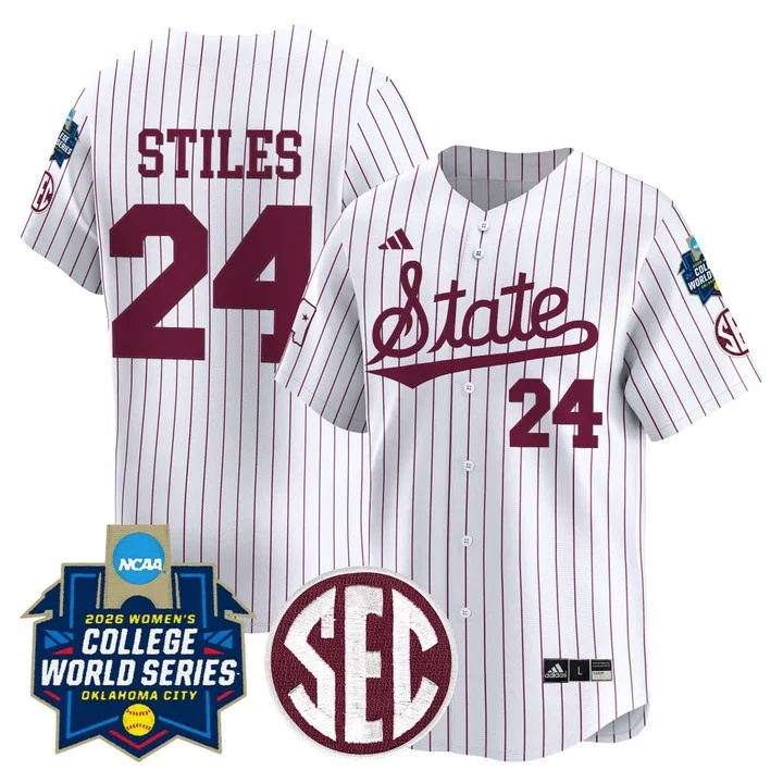 Men's Size - Mississippi State Softball 2026 World Series (WCWS) Vapor Premier Limited Jersey PINSTRIPE#24 MORGAN STILES