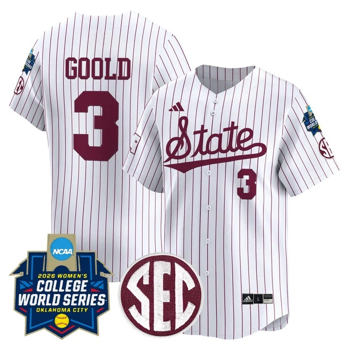 Men's Size - Mississippi State Softball 2026 World Series (WCWS) Vapor Premier Limited Jersey PINSTRIPE#3 PEJA GOOLD