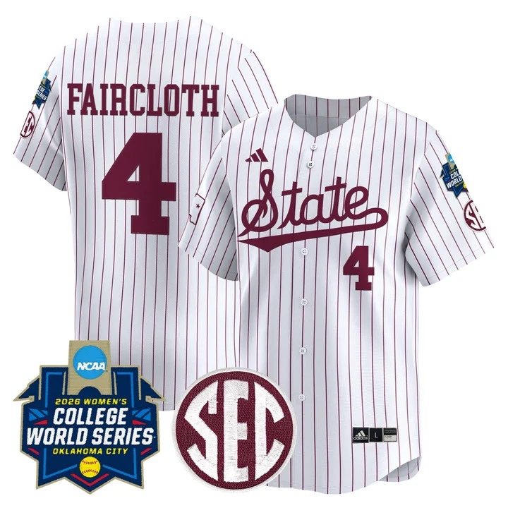 Men's Size - Mississippi State Softball 2026 World Series (WCWS) Vapor Premier Limited Jersey PINSTRIPE#4 ALYSSA FAIRCLOTH