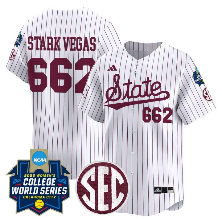 Men's Size - Mississippi State Softball 2026 World Series (WCWS) Vapor Premier Limited Jersey PINSTRIPE#662 STARK VEGAS