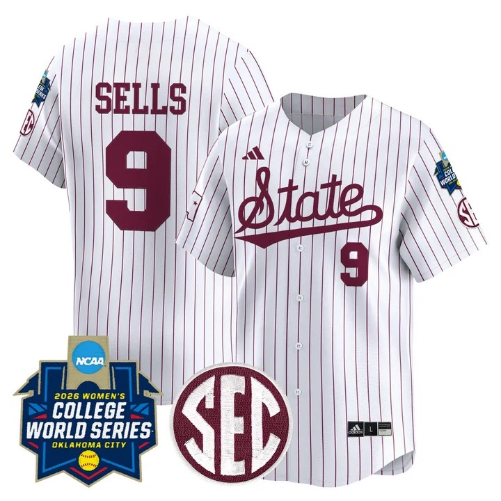 Men's Size - Mississippi State Softball 2026 World Series (WCWS) Vapor Premier Limited Jersey PINSTRIPE#9 KIARRA SELLS