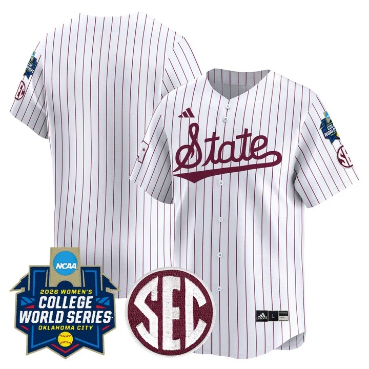 Men's Size - Mississippi State Softball 2026 World Series (WCWS) Vapor Premier Limited Jersey PINSTRIPE BLANK