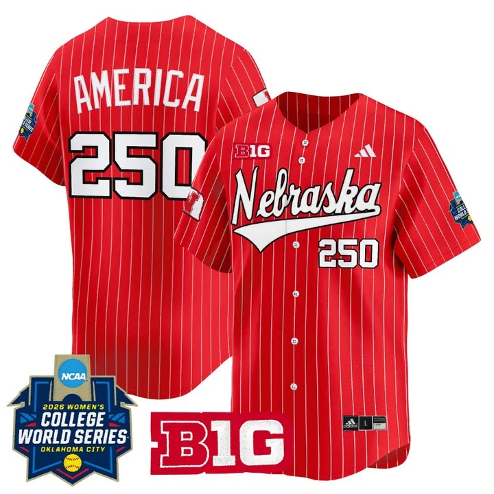 Men's Size - Nebraska Cornhuskers Softball 2026 World Series (WCWS) Vapor Premier Limited Jersey #250 AMERICA