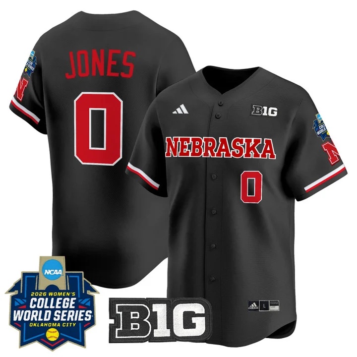 Men's Size - Nebraska Cornhuskers Softball 2026 World Series (WCWS) Vapor Premier Limited Jersey BLACK #0 SKARLETT JONES