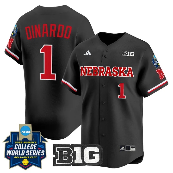 Men's Size - Nebraska Cornhuskers Softball 2026 World Series (WCWS) Vapor Premier Limited Jersey BLACK #1 OLIVIA DINARDO