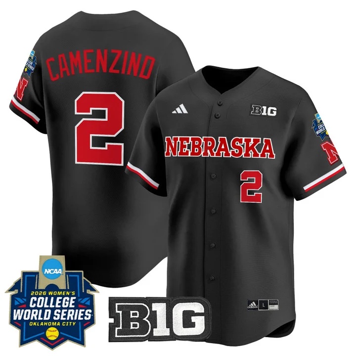 Men's Size - Nebraska Cornhuskers Softball 2026 World Series (WCWS) Vapor Premier Limited Jersey BLACK #2 LAUREN CAMENZIND