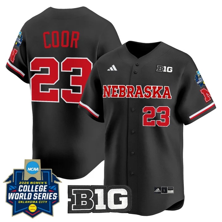 Men's Size - Nebraska Cornhuskers Softball 2026 World Series (WCWS) Vapor Premier Limited Jersey BLACK #23 HANNAH COOR