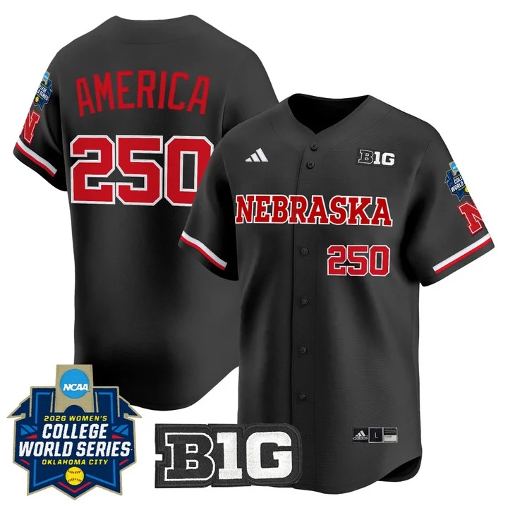 Men's Size - Nebraska Cornhuskers Softball 2026 World Series (WCWS) Vapor Premier Limited Jersey BLACK #250 AMERICA