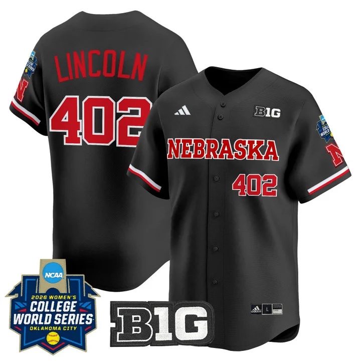 Men's Size - Nebraska Cornhuskers Softball 2026 World Series (WCWS) Vapor Premier Limited Jersey BLACK #402 LINCOLN