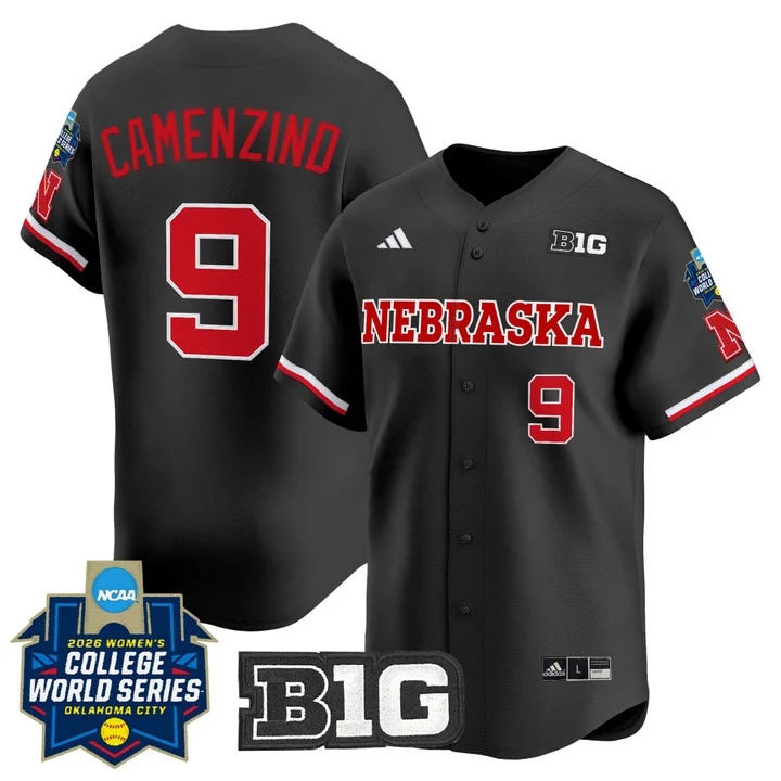 Men's Size - Nebraska Cornhuskers Softball 2026 World Series (WCWS) Vapor Premier Limited Jersey BLACK #9 HANNAH CAMENZIND