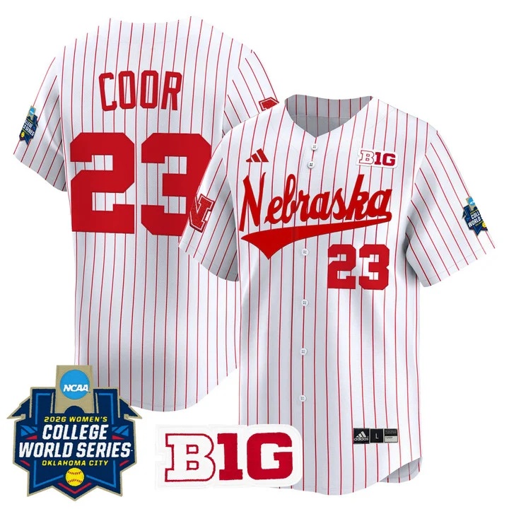 Men's Size - Nebraska Cornhuskers Softball 2026 World Series (WCWS) Vapor Premier Limited Jersey WHITE #23 HANNAH COOR