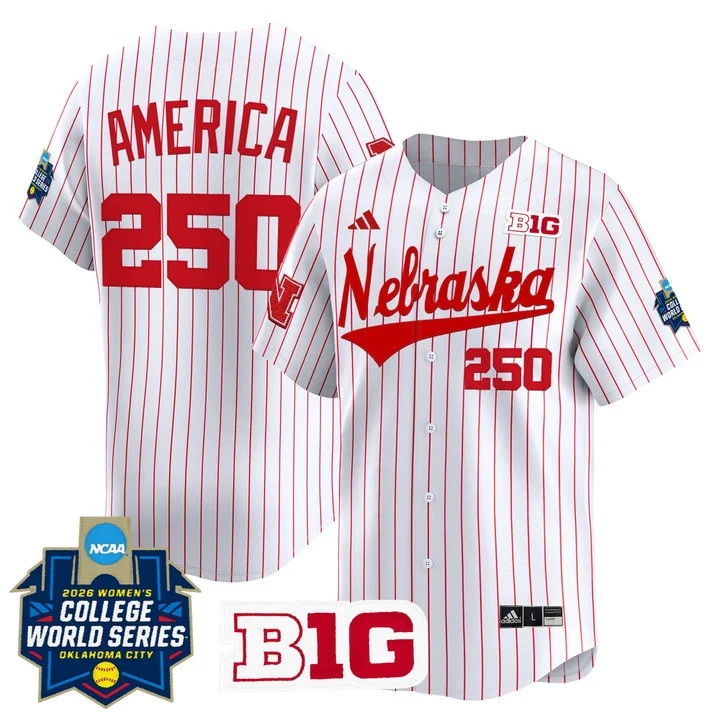 Men's Size - Nebraska Cornhuskers Softball 2026 World Series (WCWS) Vapor Premier Limited Jersey WHITE #250 AMERICA