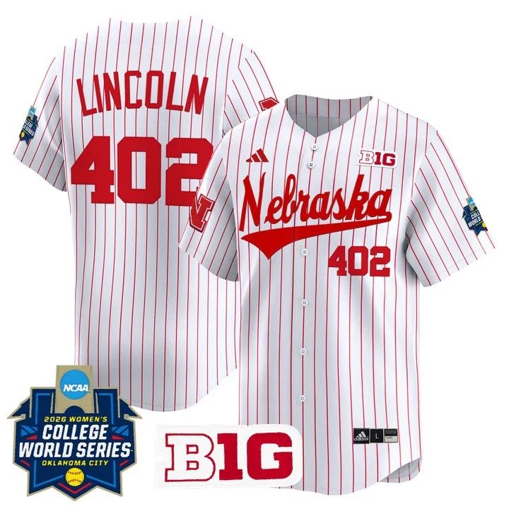 Men's Size - Nebraska Cornhuskers Softball 2026 World Series (WCWS) Vapor Premier Limited Jersey WHITE #402 LINCOLN