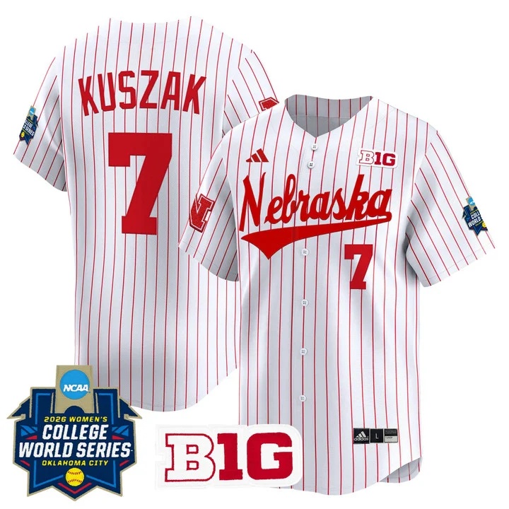Men's Size - Nebraska Cornhuskers Softball 2026 World Series (WCWS) Vapor Premier Limited Jersey WHITE #7 AVA KUSZAK