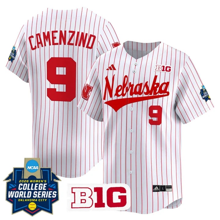 Men's Size - Nebraska Cornhuskers Softball 2026 World Series (WCWS) Vapor Premier Limited Jersey WHITE #9 HANNAH CAMENZIND