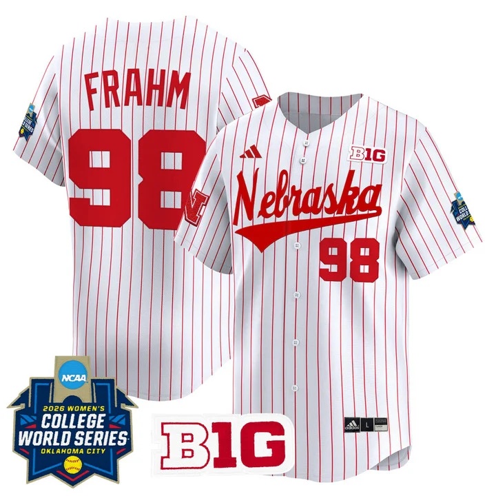 Men's Size - Nebraska Cornhuskers Softball 2026 World Series (WCWS) Vapor Premier Limited Jersey WHITE #98 JARDY FRAHM