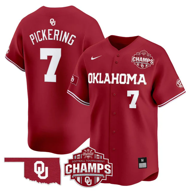Men's Size - Oklahoma Sooners 2025 SEC Softball Champions Patch Vapor Jersey #7 KASIDI PICKERING.webp