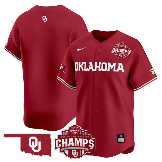 Men's Size - Oklahoma Sooners 2025 SEC Softball Champions Patch Vapor Jersey BLANK.webp
