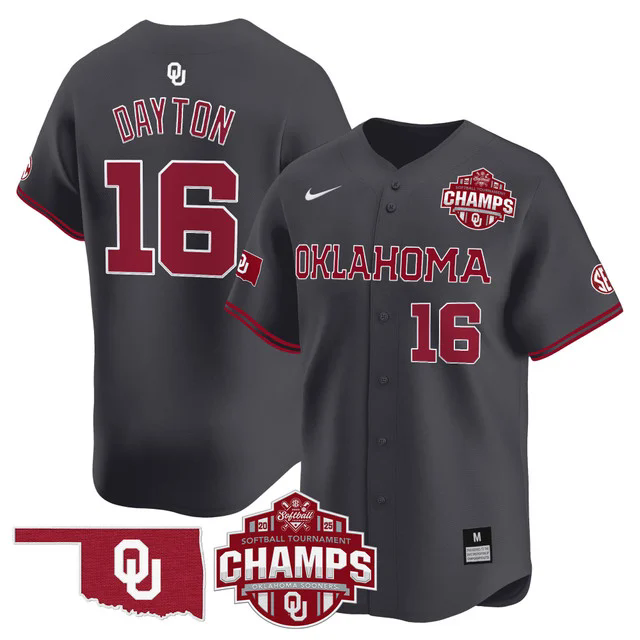 Men's Size - Oklahoma Sooners 2025 SEC Softball Champions Patch Vapor Jersey BROWN #16 ABIGALE DAYTON.webp