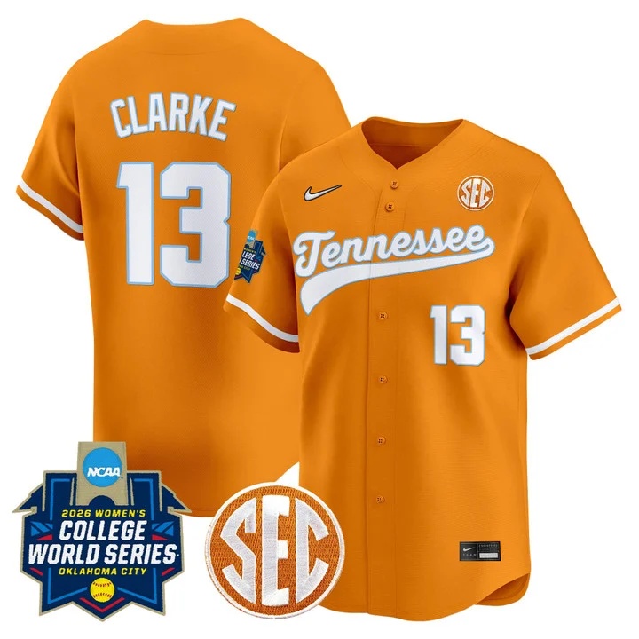 Men's Size - Tennessee Volunteers Softball 2026 World Series (WCWS) Vapor Premier Limited Jersey ORANGE#13 EMMA CLARKE