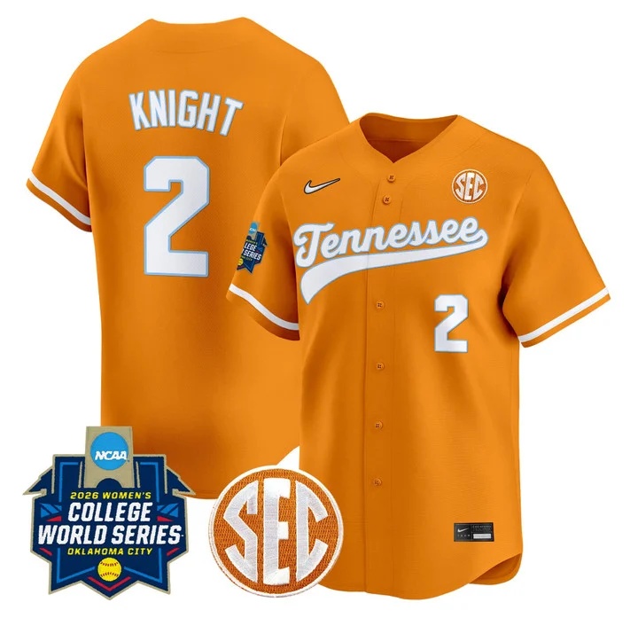 Men's Size - Tennessee Volunteers Softball 2026 World Series (WCWS) Vapor Premier Limited Jersey ORANGE#2 SOPHIA KNIGHT