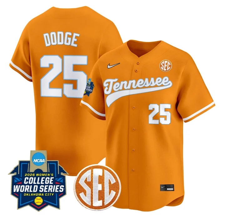 Men's Size - Tennessee Volunteers Softball 2026 World Series (WCWS) Vapor Premier Limited Jersey ORANGE#25 ELLA DODGE