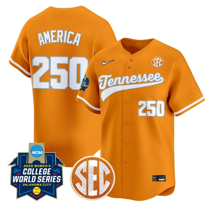 Men's Size - Tennessee Volunteers Softball 2026 World Series (WCWS) Vapor Premier Limited Jersey ORANGE#250 AMERICA