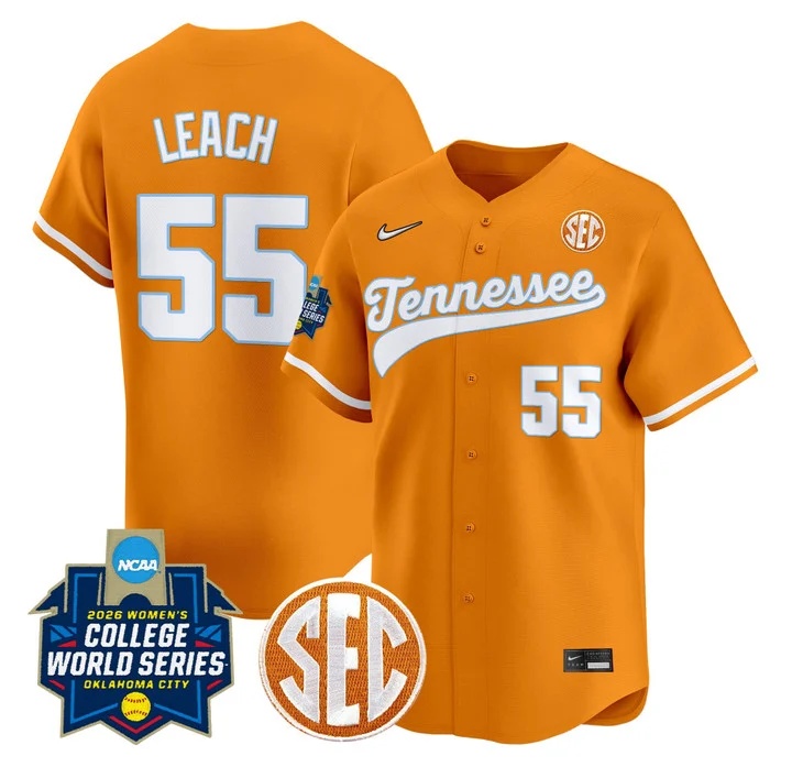 Men's Size - Tennessee Volunteers Softball 2026 World Series (WCWS) Vapor Premier Limited Jersey ORANGE#55 GABBY LEACH