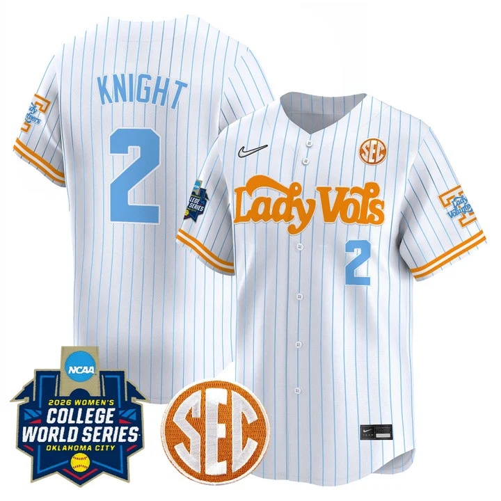 Men's Size - Tennessee Volunteers Softball 2026 World Series (WCWS) Vapor Premier Limited Jersey PINSTRIPE#2 SOPHIA KNIGHT