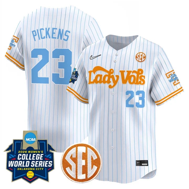 Men's Size - Tennessee Volunteers Softball 2026 World Series (WCWS) Vapor Premier Limited Jersey PINSTRIPE#23 KARLYN PICKENS